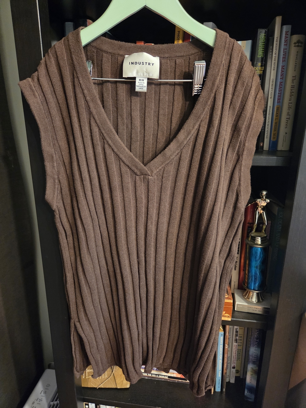 INDUSTRY Brown Ribbed V-Neck Knit Vest